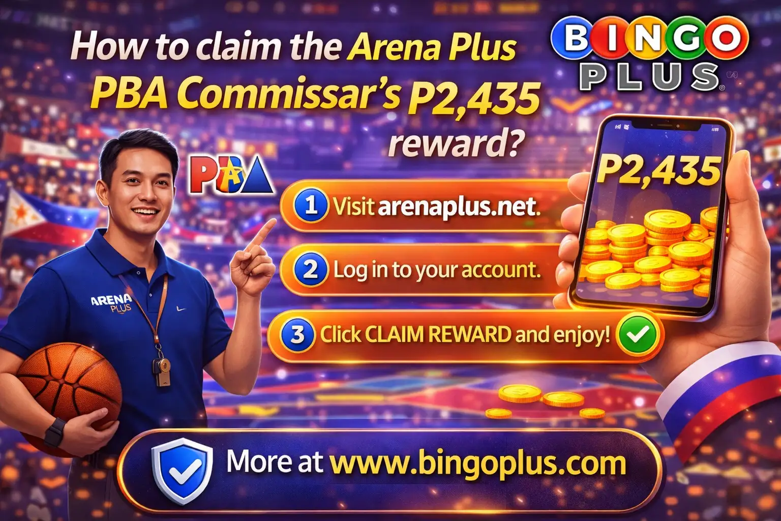How to claim the Arena Plus PBA Commissar P2,435 reward