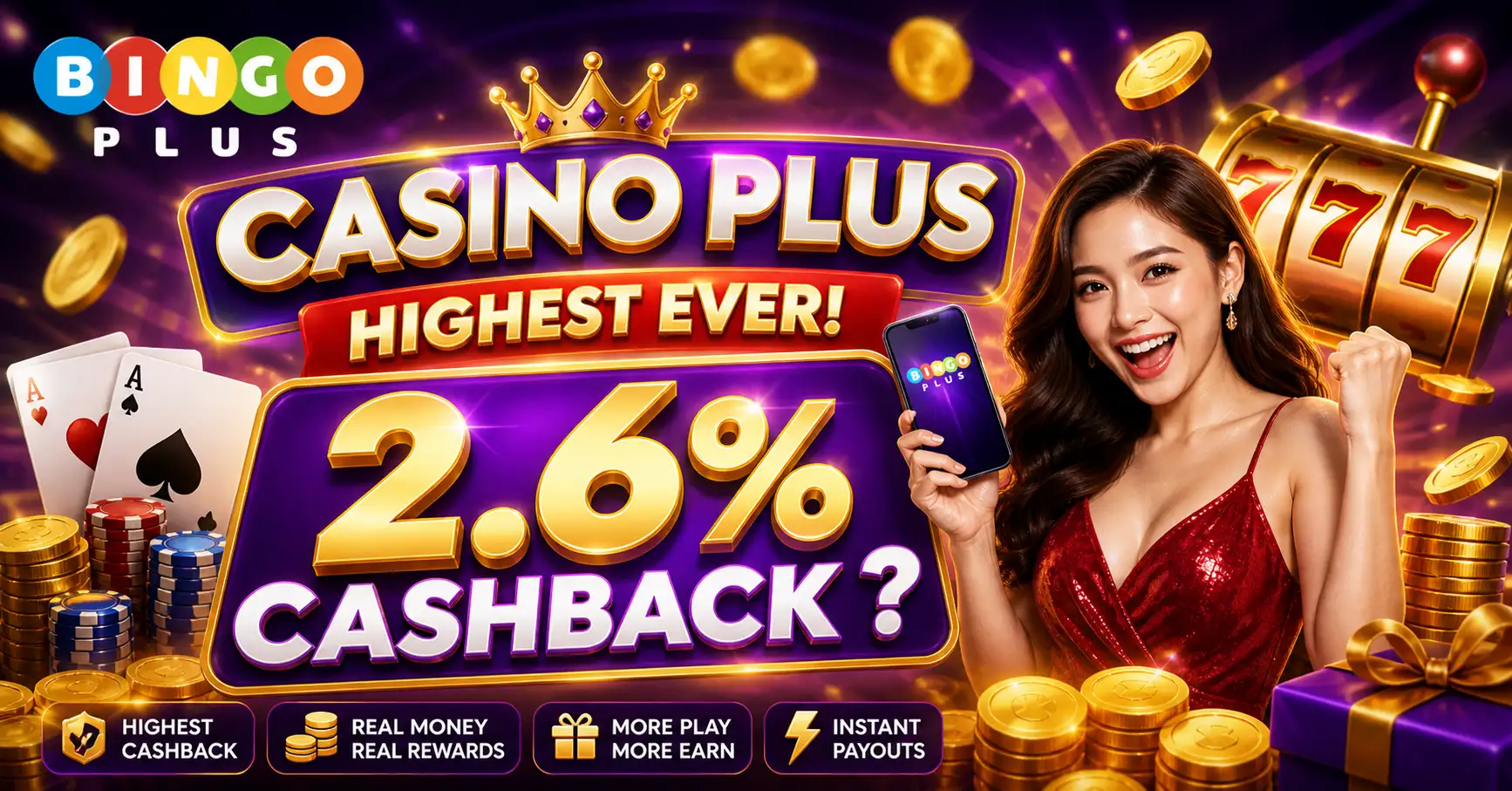 Casino Plus HIGHEST EVER! 2.6% CASHBACK