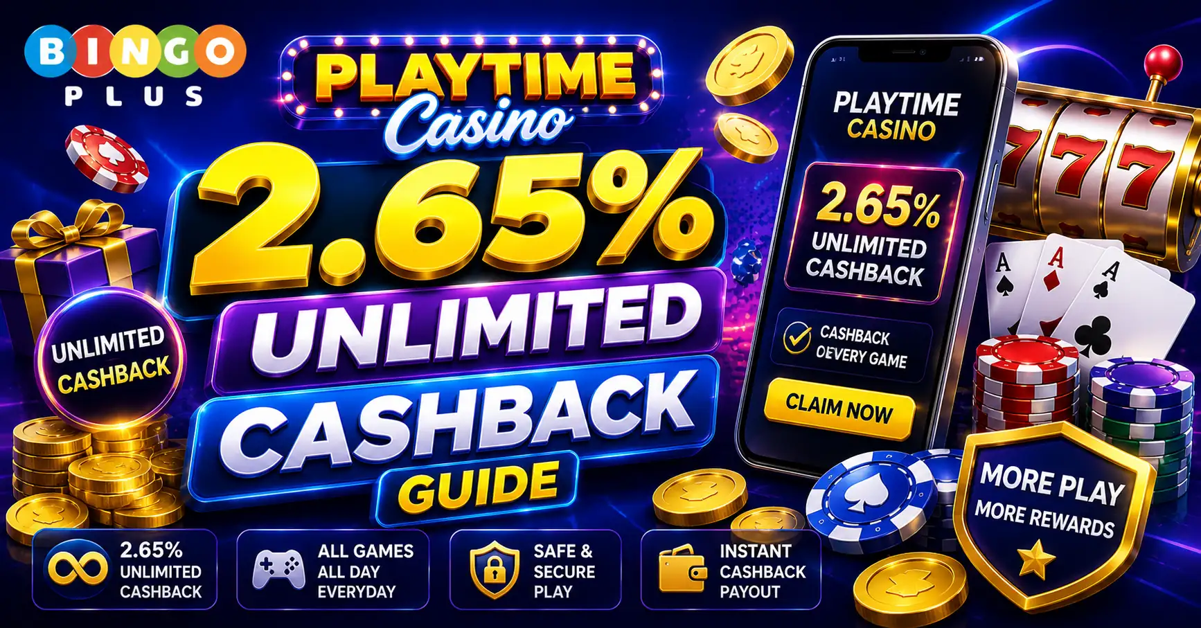 Playtime Casino 2.65% Unlimited Cashback